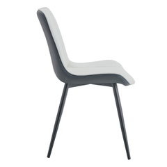 Modern Minimalist Dining Chair Set - Extended Seat Cushion, White/Dark