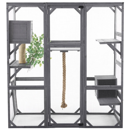 Outdoor DIY Cat House Catio with Double Enter Doors, Platforms, and