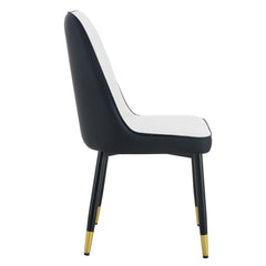 Modern Two-Tone PU Dining Chairs with Gold Decorated Legs - White and