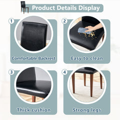 Two black PU dining chairs, simple and versatile, comfortable and