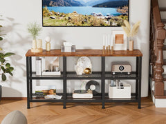 TV Stand, Small TV Console Table with 3-Tier Storage Shelves,