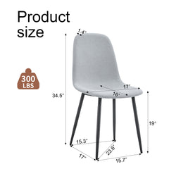 Comfortable Linen-Cotton Dining Chair Set - Six Pieces in Light Gray