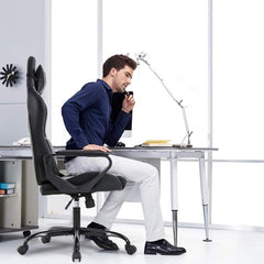 High-Back Gaming Chair PC Office Chair Computer Racing Chair PU Desk