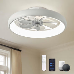 Ceiling Fans with Lights, Flush Mount Ceiling Fan with Alexa/Google
