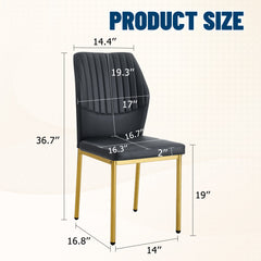 Luxury Simple Chair Set of 4 Black PU High Resilience Dining Chair