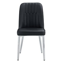 Modern Dining Chairs Set of 4 with PU Leather Backrest and Silver