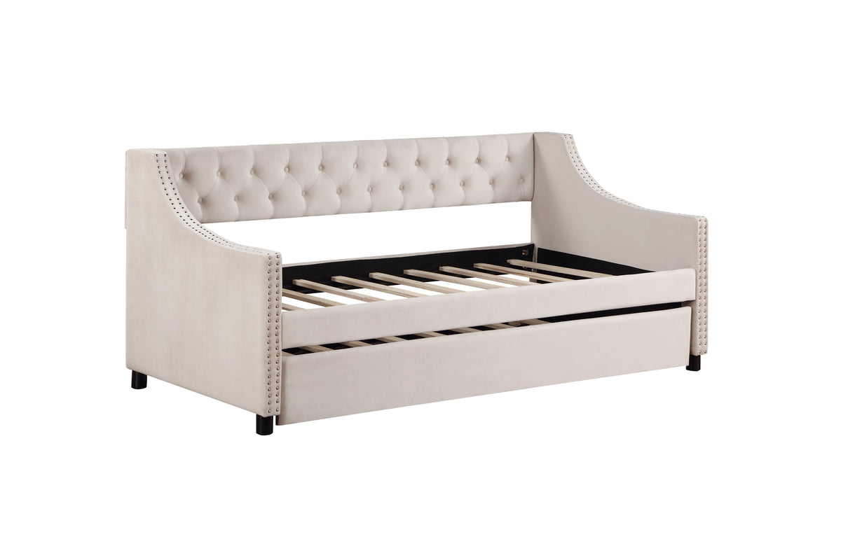 Daybed with Trundle Upholstered Tufted Sofa Bed, with Button and