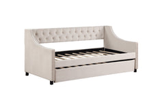 Daybed with Trundle Upholstered Tufted Sofa Bed, with Button and