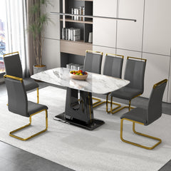 A modern, minimalist, and luxurious dining table with a white