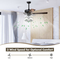 50 Inch Noiseless Ceiling Fan Light with Explosion-Proof Glass