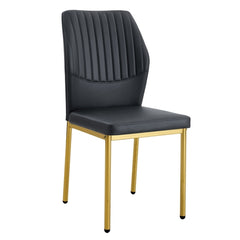 Luxury Simple Chair Set of 4 Black PU High Resilience Dining Chair