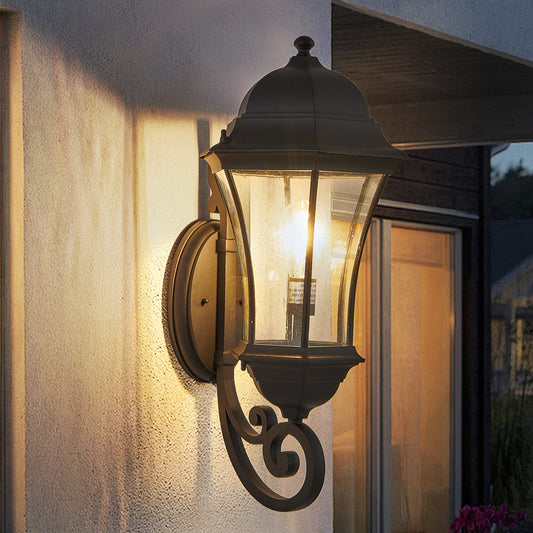 1-Pack Outdoor Wall Lantern with Dusk to Dawn Sensor, Black