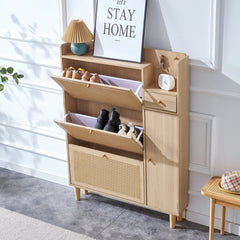 Modern minimalist storage cabinet, Japanese rattan shoe cabinet, bed