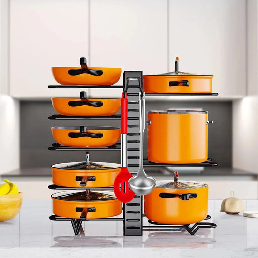 Pot Organizer Rack 8 Tiers Pots And Pans Organizer, Pot Lid Organizer