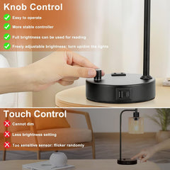 Industrial Nightstand Lamps for Bedrooms Set of 2 - Fully Dimmable