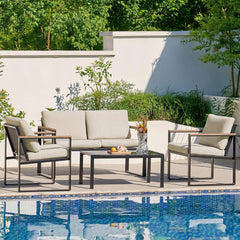4 Pieces Patio Furniture Sets,Metal Outdoor Patio Furniture