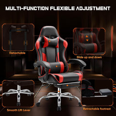 Video Game Desk Chair - Ergonomic Computer with Footrest and Comfy