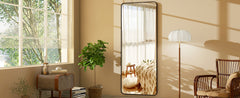 64"x21" Floor Full Length Mirror Standing Full Body Rounded Corner Rectangle Mirrors with Stand Hanging Wall Mounted