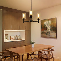 3 Lights Black Chandeliers for Dining Room Light Fixture over Table,