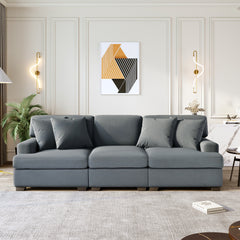 Three Seat Sofa & Removable Back and Seat Cushion & 4 Pillows