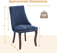 Linen Dining Chairs Set of 4,Comfy Fabric Upholstered Accent Chairs