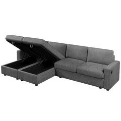 Modern Convertible Sectional Sofa with Storage Chaise Lounges and USB