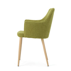Classic Twist Dining Chair Set with Contoured Support in Green Fabric