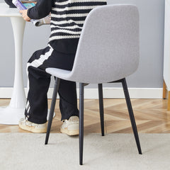 Comfortable Linen-Cotton Dining Chair Set - Six Pieces in Light Gray