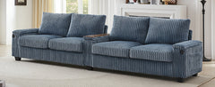 Modern 4-Seater Corduroy Sofa Couch with USB Ports, Hidden Storage,
