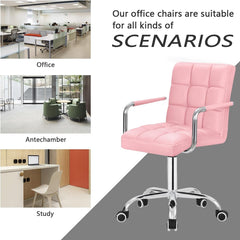 Desk Chair Modern Office Chair with Wheels Vanity Chair PU Leather