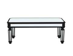 Silver Mirrored Coffee Table, Black Vintage Carved Wooden, Rectangle