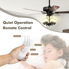 50 Inch Noiseless Ceiling Fan Light with Explosion-Proof Glass