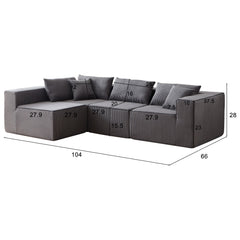 104-Inch Corduroy Modular L Shaped Sectional Sofa,Luxury Floor Couch