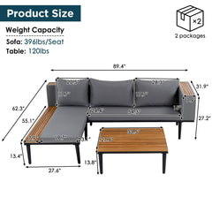 Luxury Patio Furniture Set with Removable Cushions and Coffee Table,