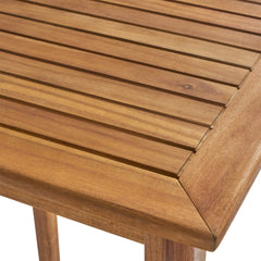 Outdoor Minimalist Acacia Wood Rectangle Bar Table - Teak Finish,