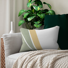 Decorative Lumbar Throw Pillow - Green Abstract Geometric Pattern