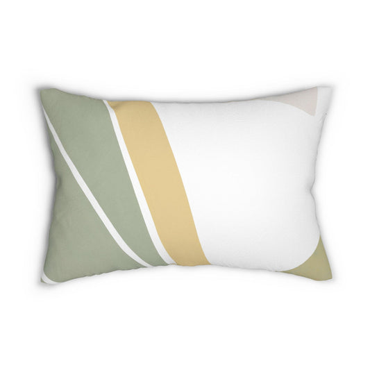 Decorative Lumbar Throw Pillow - Green Abstract Geometric Pattern