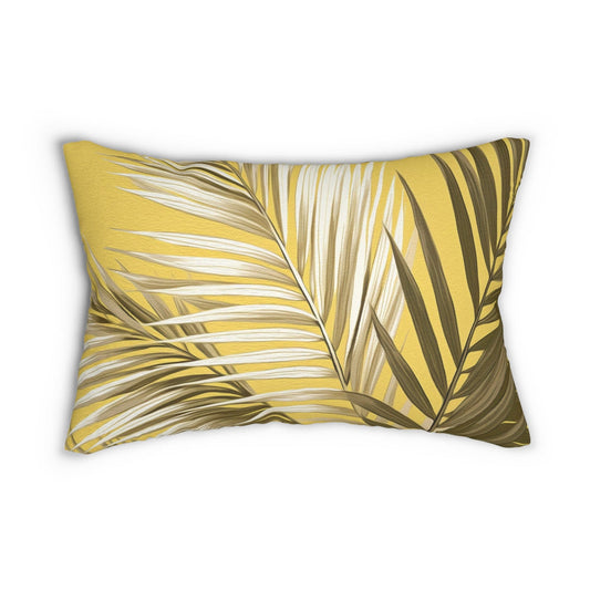 Decorative Lumbar Throw Pillow - Palm Tree Brown and White Leaves with