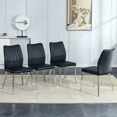 Modern Middle Ages Style Black Dining Chairs with PU Cushions and
