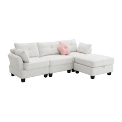 92*63"Modern Teddy Velvet Sectional Sofa,Charging Ports on Each