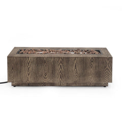 Outdoor 48' Rectangular Iron Propane Fire Pit with 50,000 BTU, Brown
