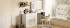 59' Makeup Vanity Desk with Mirror, Vanity Mirror with Lights,