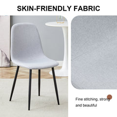 Comfortable Linen-Cotton Dining Chair Set - Six Pieces in Light Gray