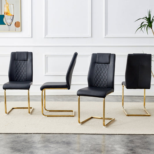Modern dining chairs with faux leather padded seats, dining room