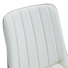 Modern Minimalist Dining Chair Set - Extended Seat Cushion, White/Dark
