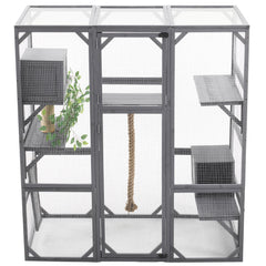 Outdoor DIY Cat House Catio with Double Enter Doors, Platforms, and