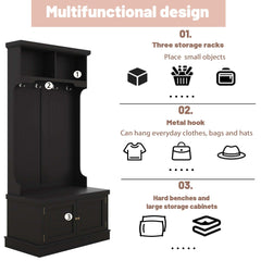 Hall Tree with Storage Shoe Bench for Entryway and Hallway, 4-in-1