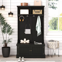 Hall Tree with Storage Shoe Bench for Entryway and Hallway, 4-in-1