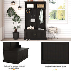 Hall Tree with Storage Shoe Bench for Entryway and Hallway, 4-in-1