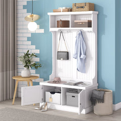 Hall Tree with Storage Shoe Bench for Entryway and Hallway, 4-in-1